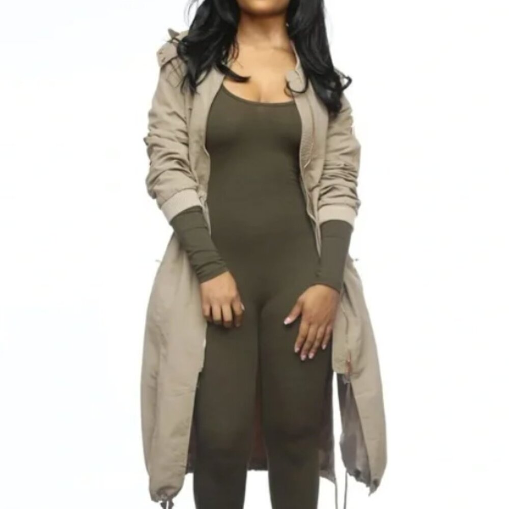 Swank a posh Not Your Average Bomber Parka Olive XL NWT